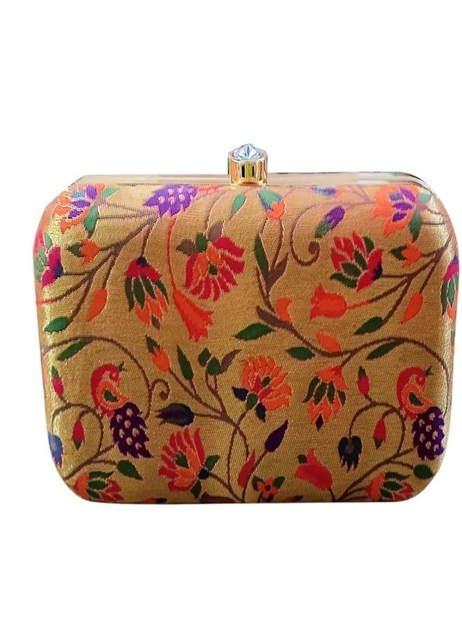 Firstdemand Traditional Handicraft Paithani Clutch Purse for Women, Elegant Design Sling Bag for Bridal, Party, Wedding - Image 2